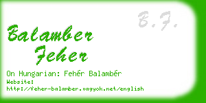 balamber feher business card